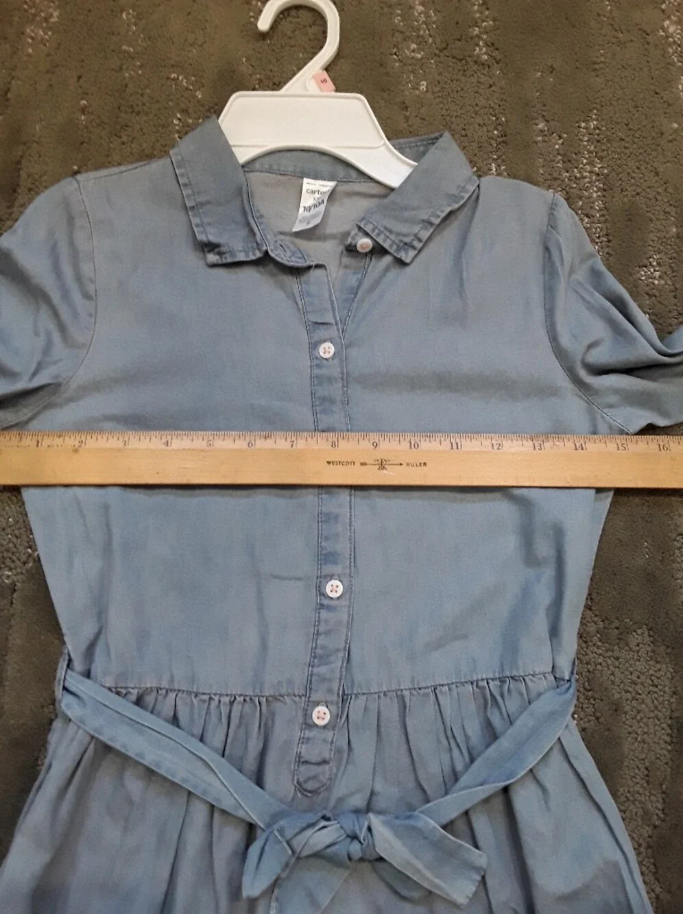 Carters Size 10 Blue Chambray (Soft Denim) Shirt Dress with Waist tie